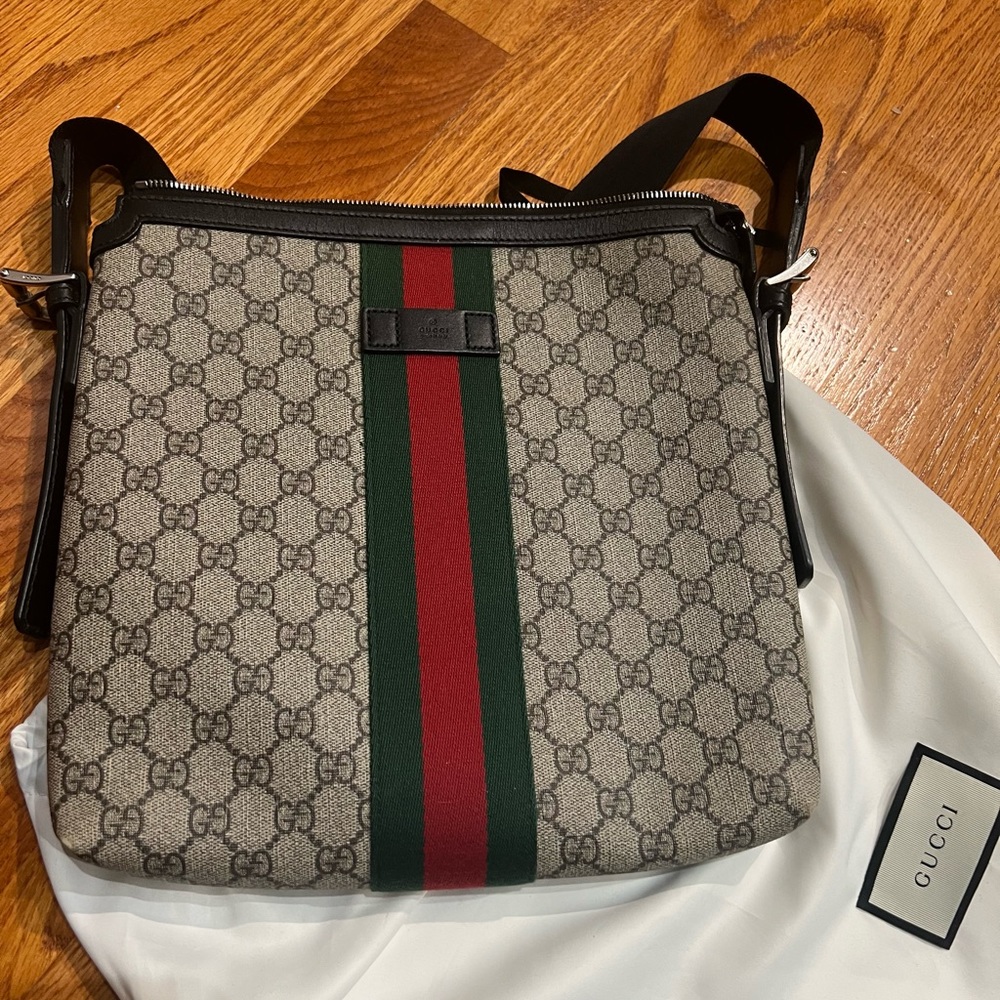 Gucci Web Messenger Bag GG Coated Canvas Medium